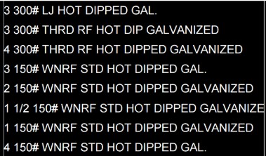 A sample of some of our import galvanized carbon flanges, ready to ship immediately